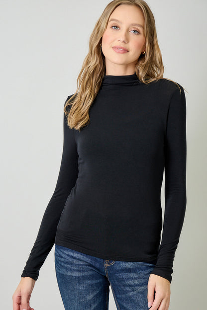 Not So Basic Mock Neck Top - Black