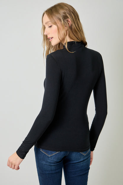 Not So Basic Mock Neck Top - Black
