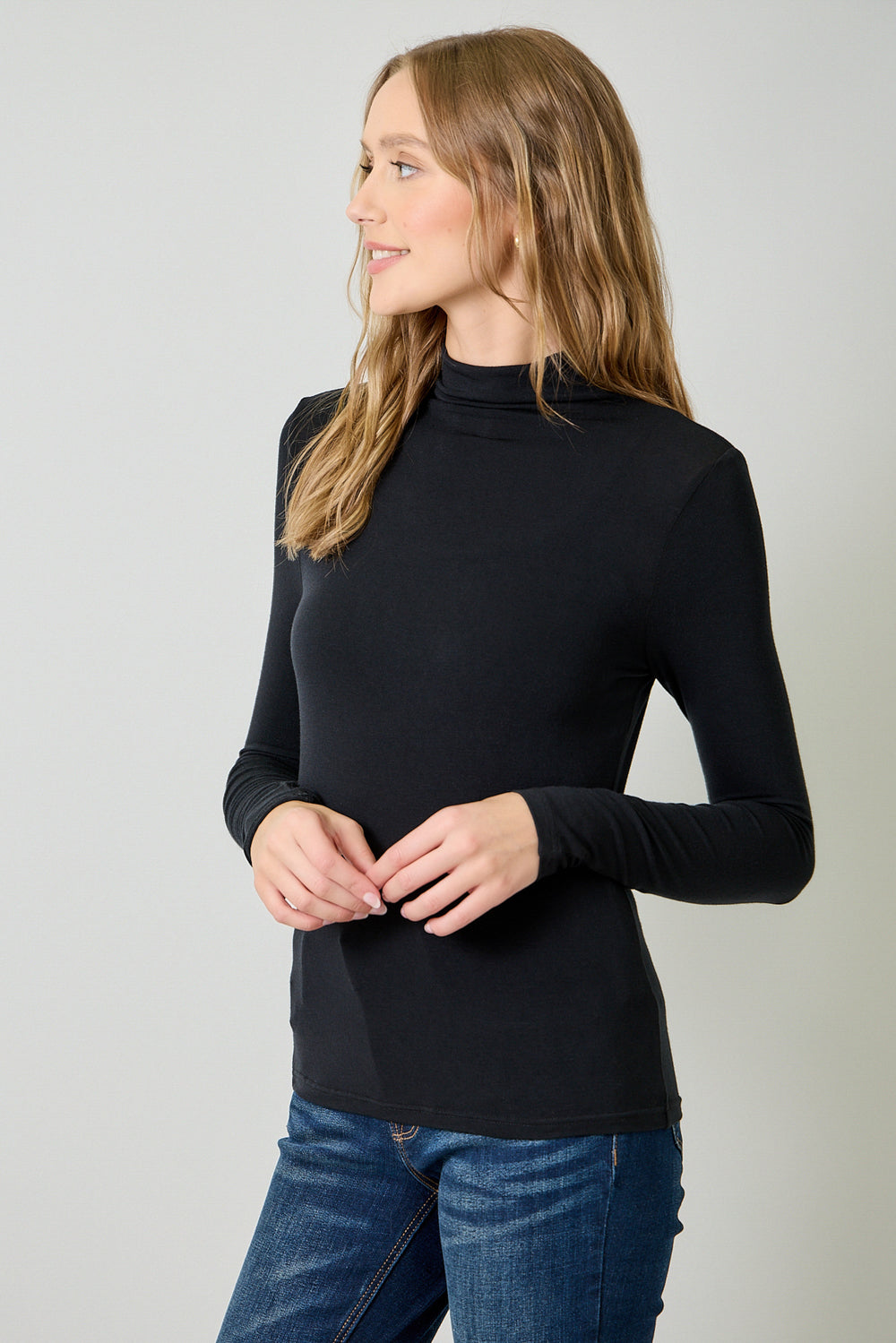 Not So Basic Mock Neck Top - Black
