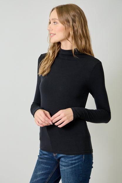 Not So Basic Mock Neck Top - Black
