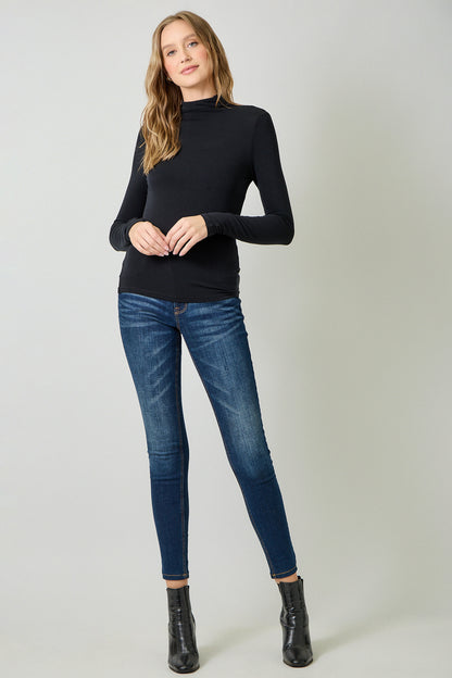 Not So Basic Mock Neck Top - Black