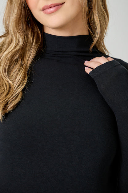Not So Basic Mock Neck Top - Black