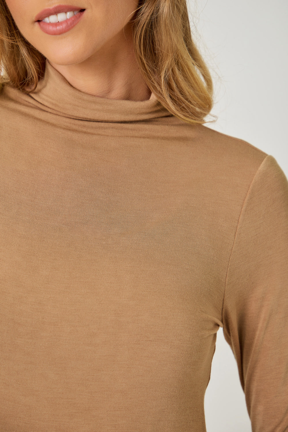 Not So Basic Mock Neck Top - Almond