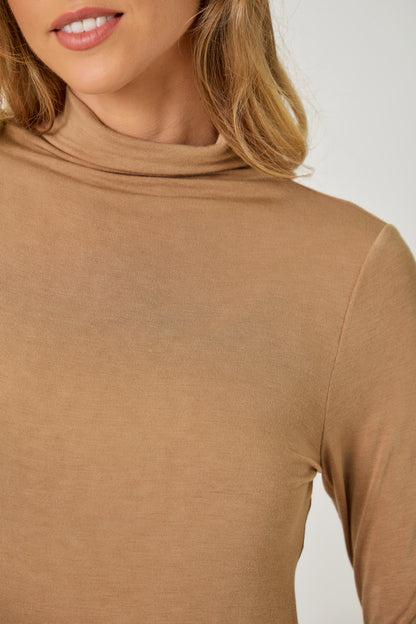 Not So Basic Mock Neck Top - Almond