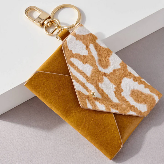 Cowhide Hairon Card Holder Keychain Wallet - Delta Swanky Girl