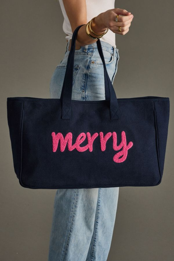 The Merry & Bright Tote | Colorful Holiday Cotton Tote Bag