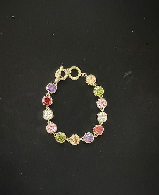 Square Stone Evening Toggle Bracelet