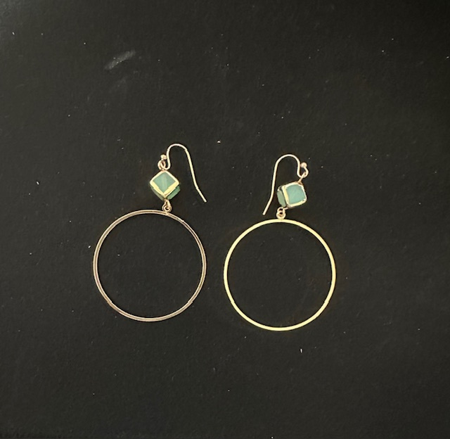 Framed Gemstone Hoop Earring - Aquamarine