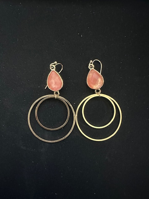 Gemstone Drop Circle Earring - Morganite