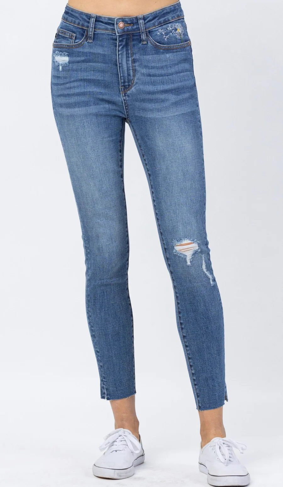 Curvy Dandy Wishes Embroidered Skinny Leg