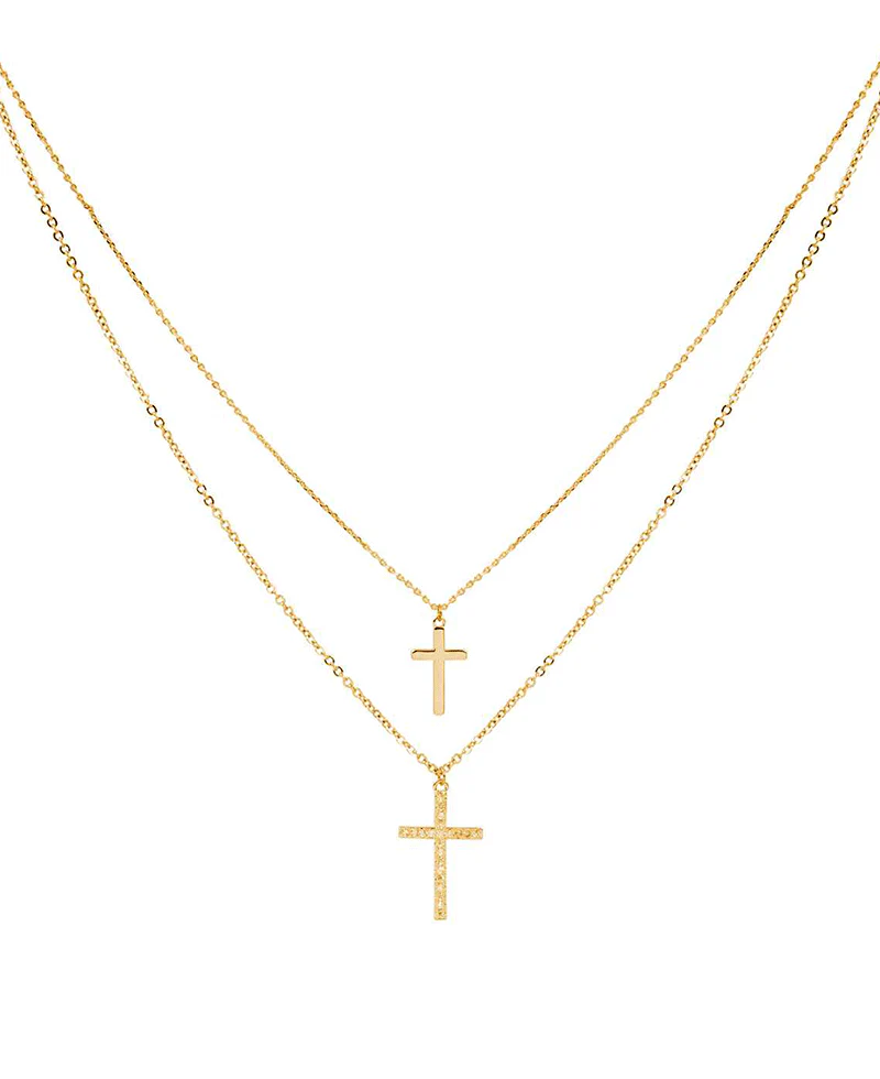 Duo Layered Cross Pendant Necklace - Delta Swanky Girl