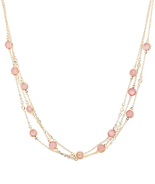 Bohemian Chic Station Layered Necklace - Morganite