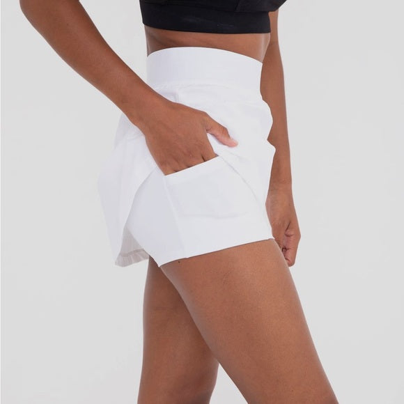 A-Line Side Slit Tennis Skort - White - Delta Swanky Girl