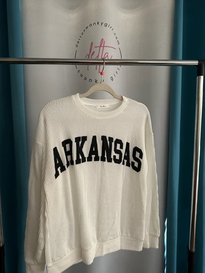 Arkansas Corded Sweatshirt (White)