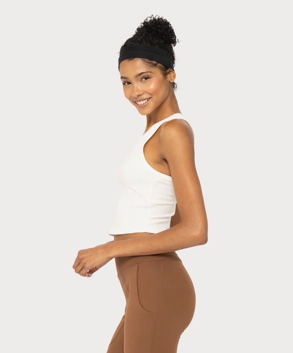 Essential Ribbed Cropped Tank Top - White - Delta Swanky Girl