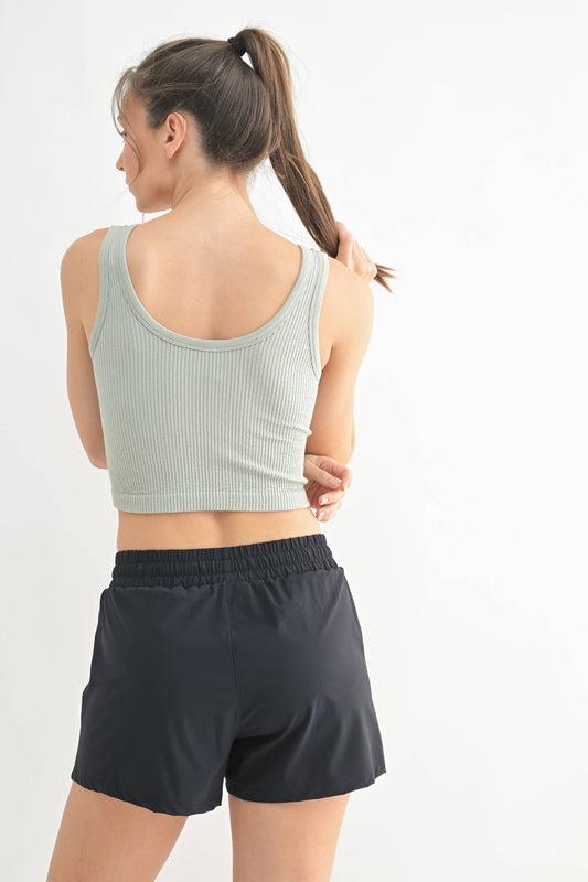 Essential Ribbed Cropped Tank Top - Grey - Delta Swanky Girl