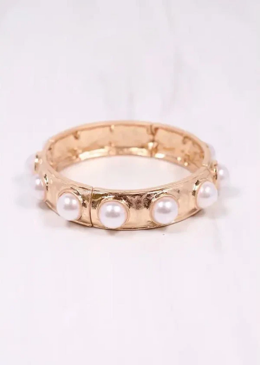 Harriette Pearl Stretch Bracelet - Large - Delta Swanky Girl