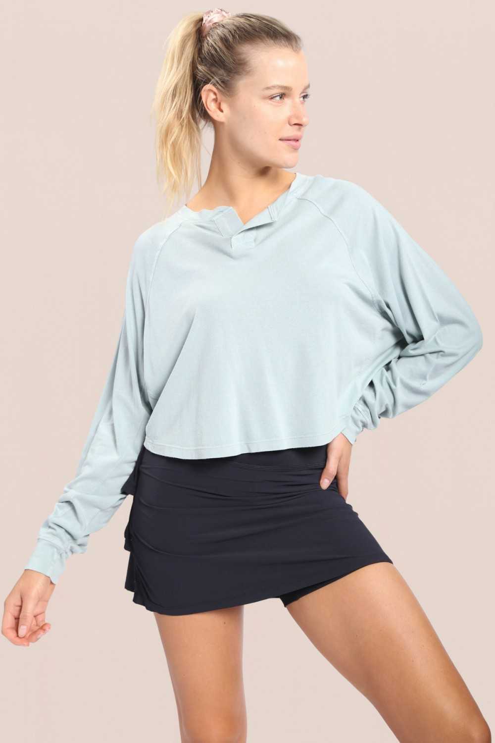 Micro-Perforated Ruffle Back Skort - Black - Delta Swanky Girl