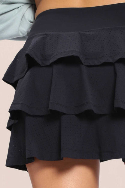 Micro-Perforated Ruffle Back Skort - Black - Delta Swanky Girl