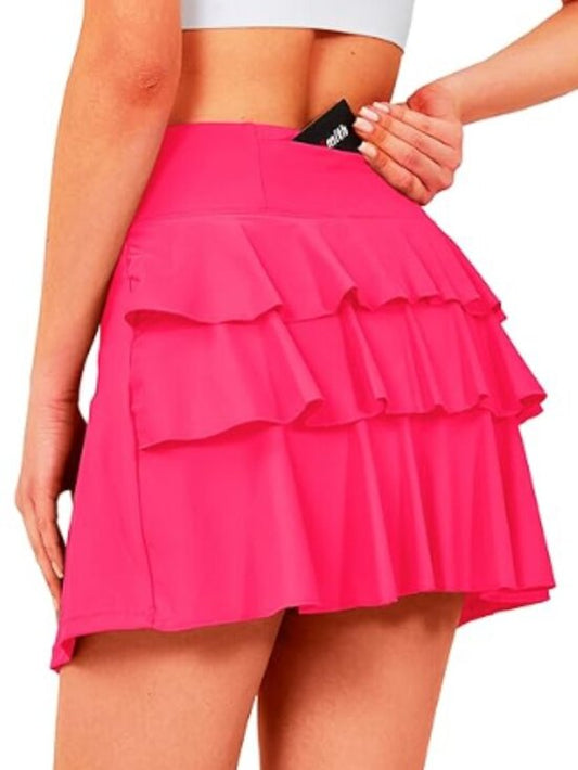 Micro-Perforated Ruffle Back Skort - Pink - Delta Swanky Girl