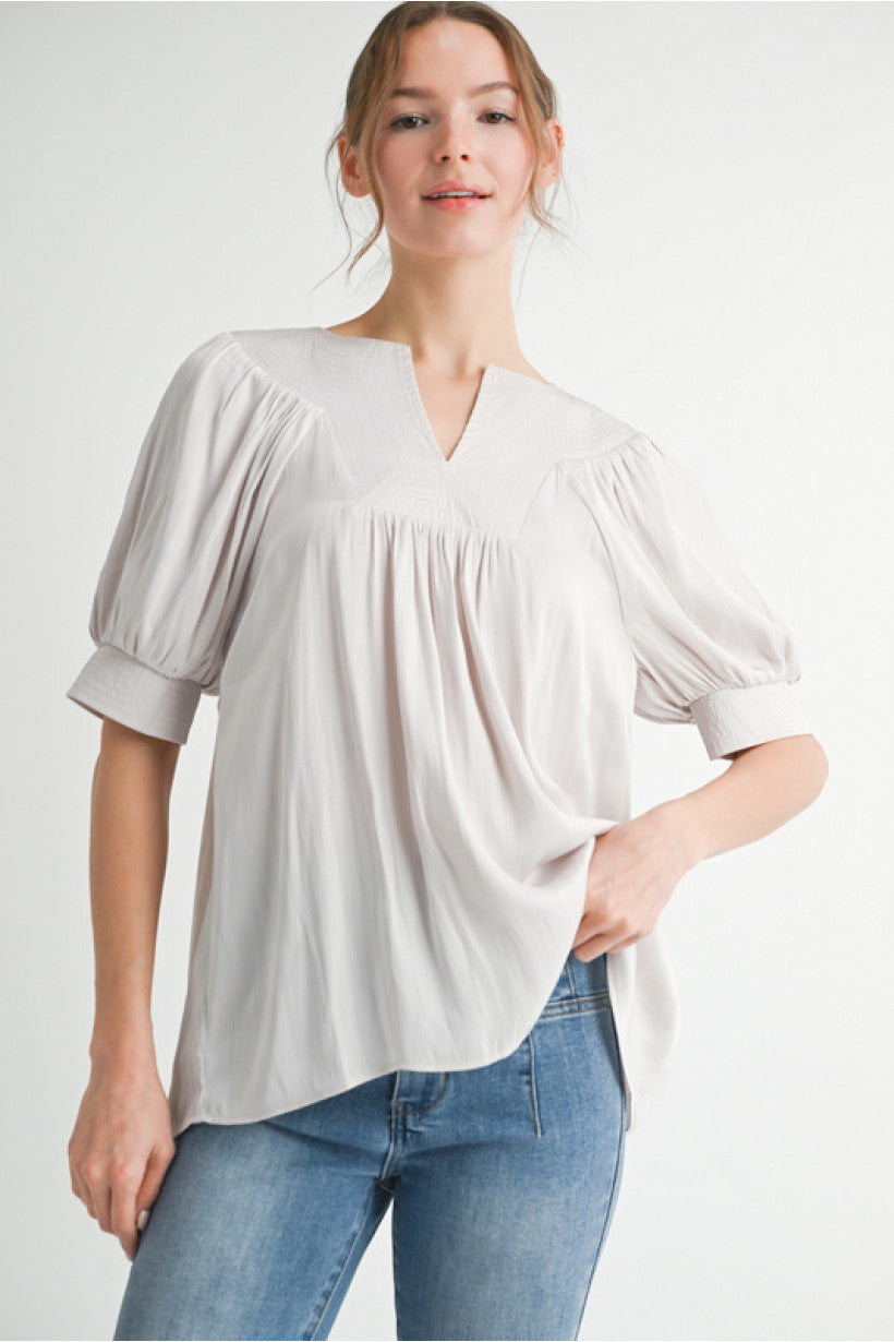 Jade & Joy Pleated Top (Champagne)