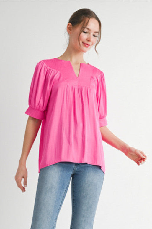 Jade & Joy Pleated Top (Pink)