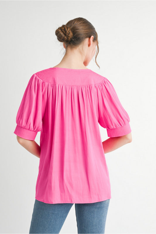 Jade & Joy Pleated Top (Pink)