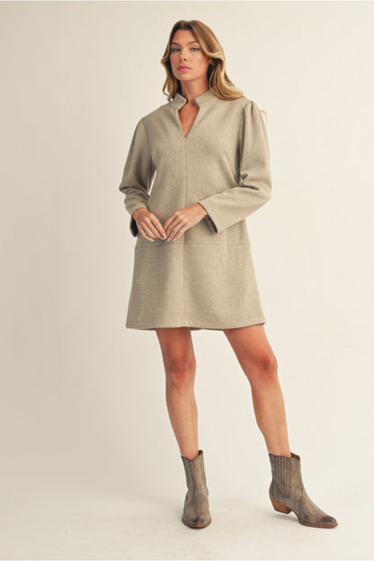 Holland Herringbone Dress - Taupe