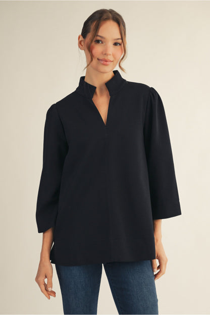 Jocelyn High Neck Luxe Top - Black