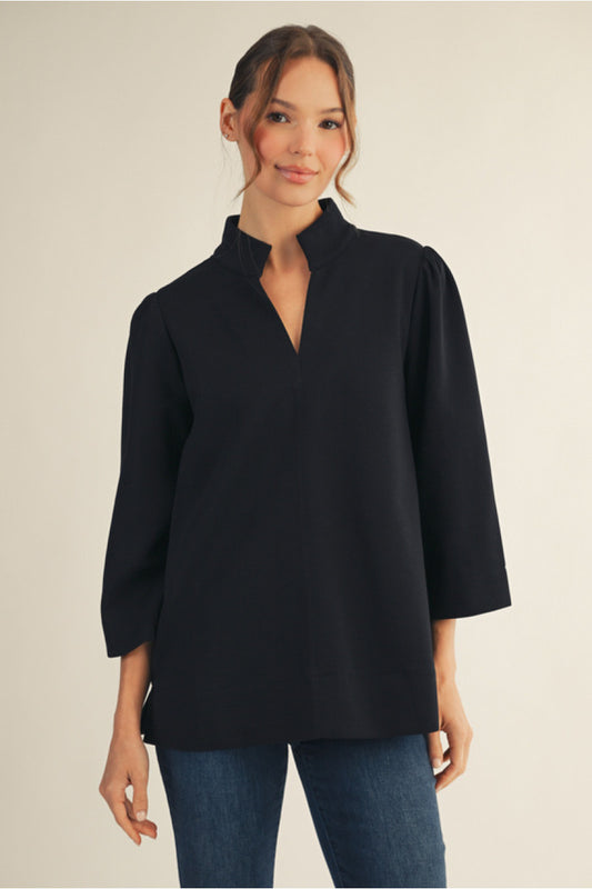 Jocelyn High Neck Luxe Top - Black