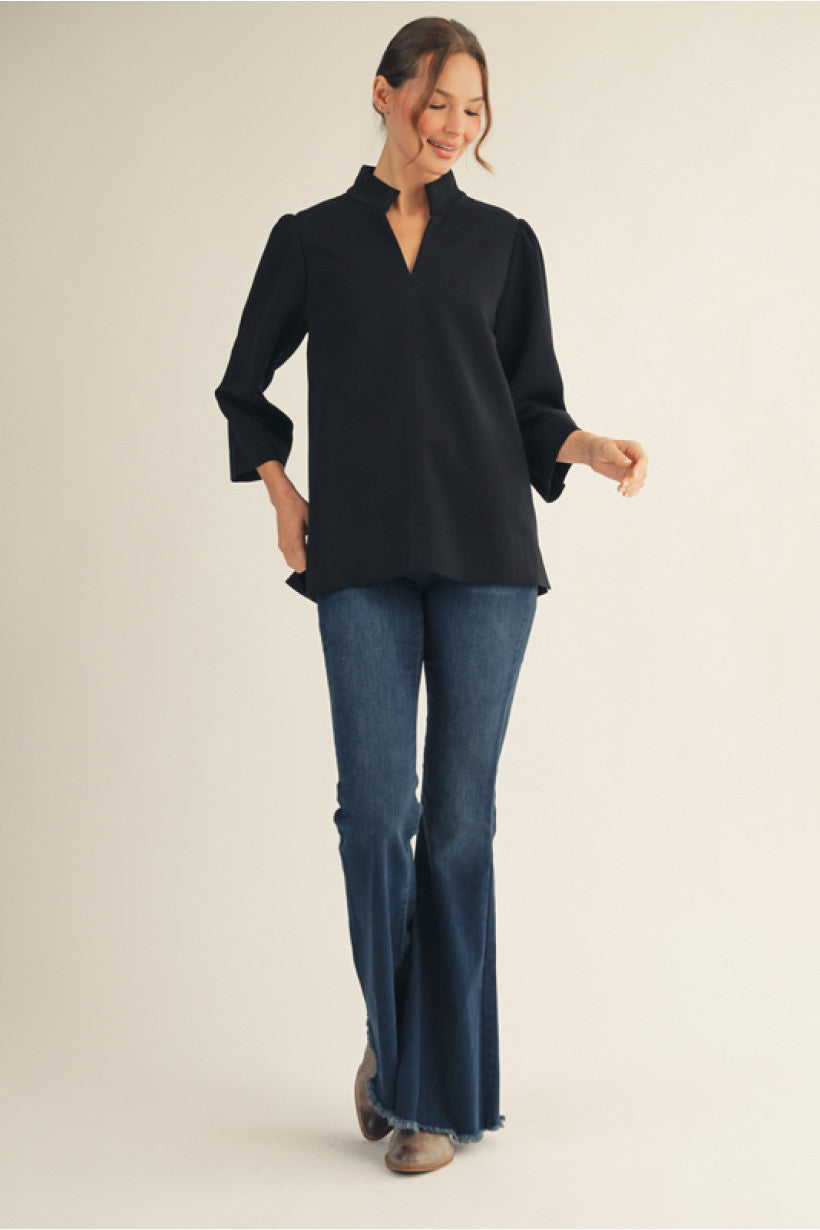 Jocelyn High Neck Luxe Top - Black