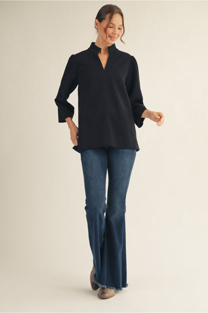 Jocelyn High Neck Luxe Top - Black