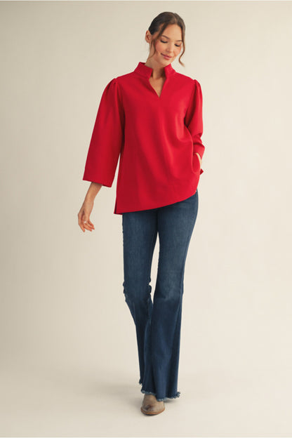 Jocelyn High Neck Luxe Top - Red