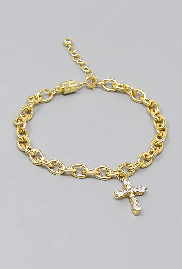 Grace CZ Cross Bracelet - Delta Swanky Girl