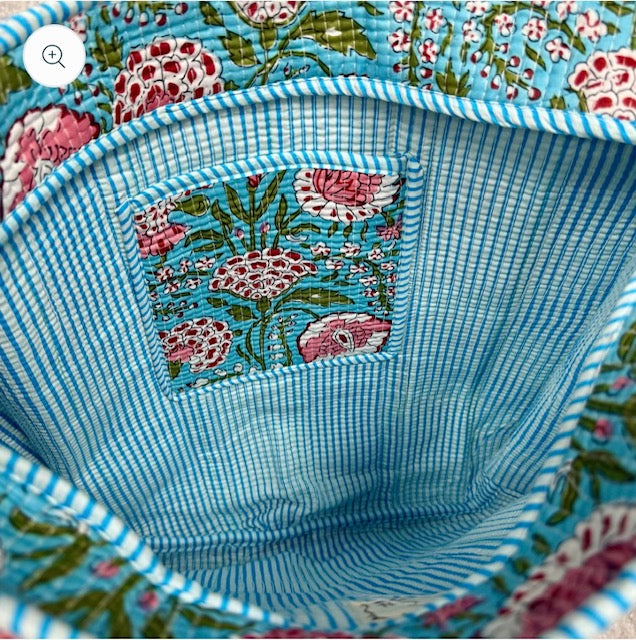 Raja Quilted Tote - Blue Poppy