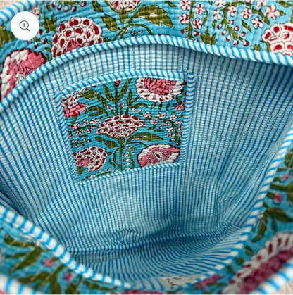 Raja Quilted Tote - Blue Poppy