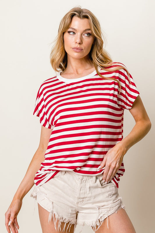 Hailey Striped Top (Red/White)