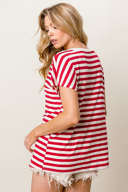 Hailey Striped Top (Red/White)
