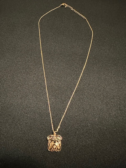 Bulldog Charm Necklace (Gold)