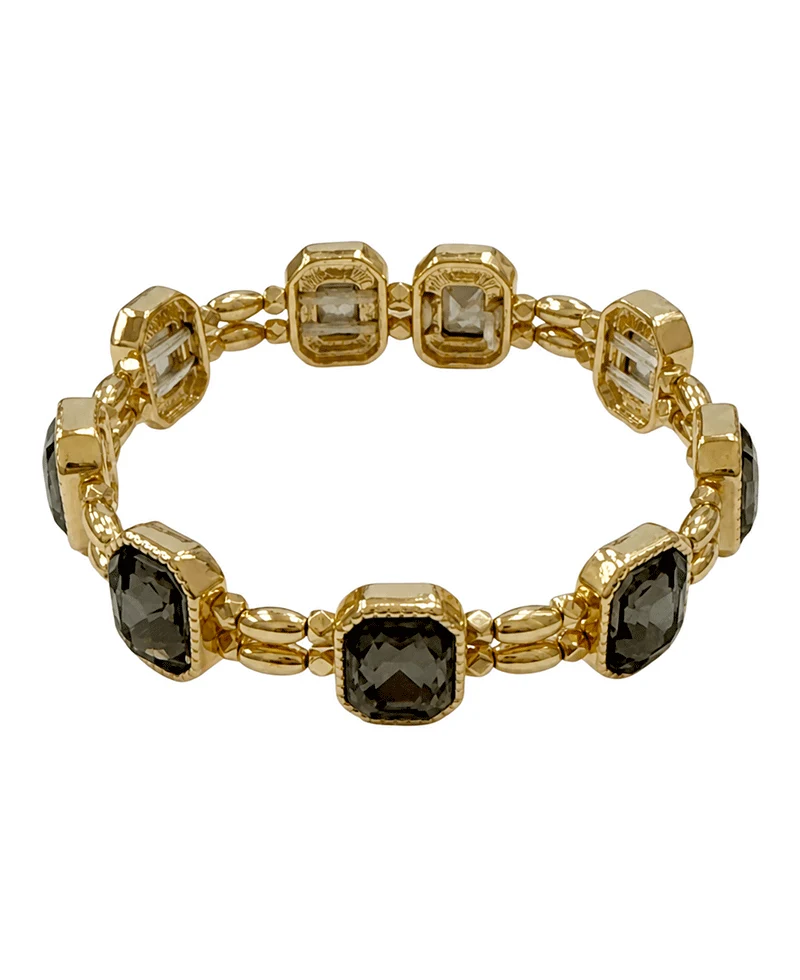 Cheval Faceted Stone Stretch Bracelet - Black
