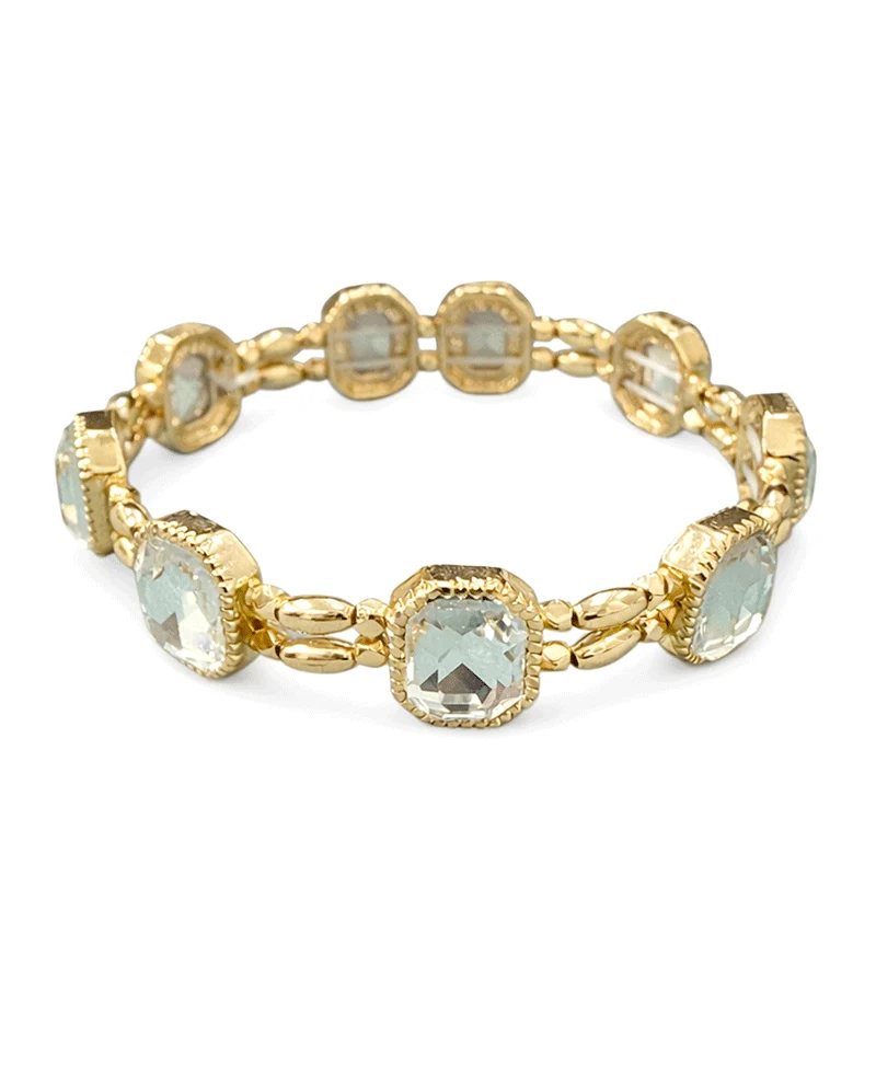 Cheval Faceted Stone Stretch Bracelet - Clear
