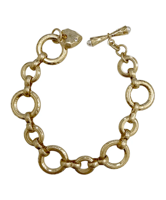 Pearl Adorned Toggle Link Bracelet