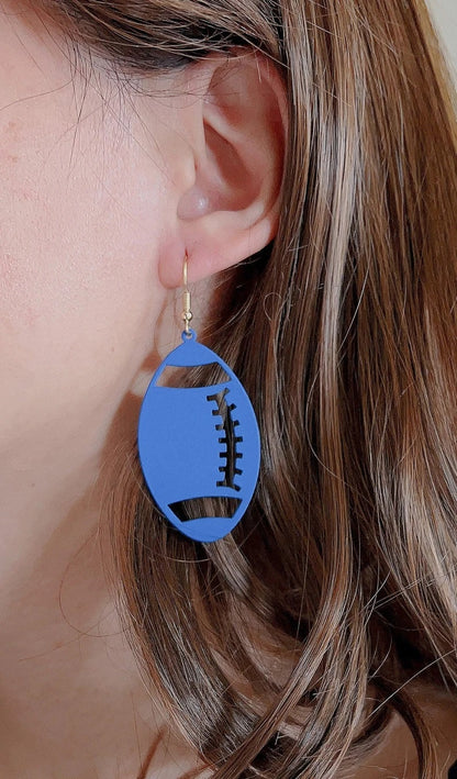 Metal Football Cutout Earring (Blue)
