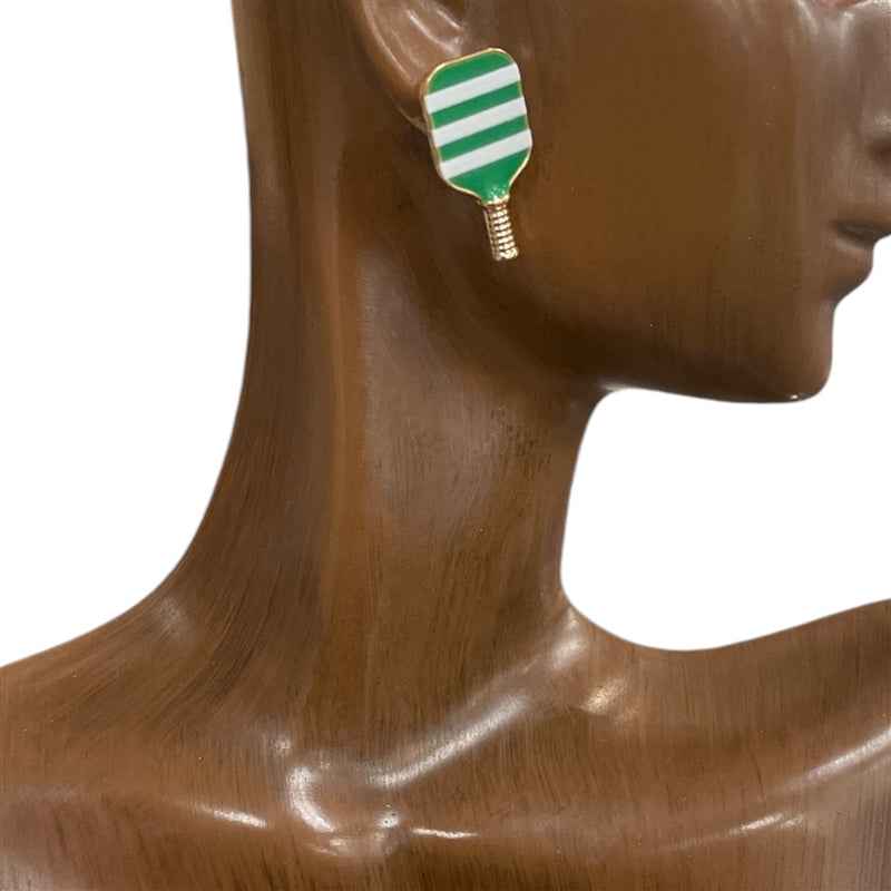 Pickleball Enamel Sud Earrings - Green