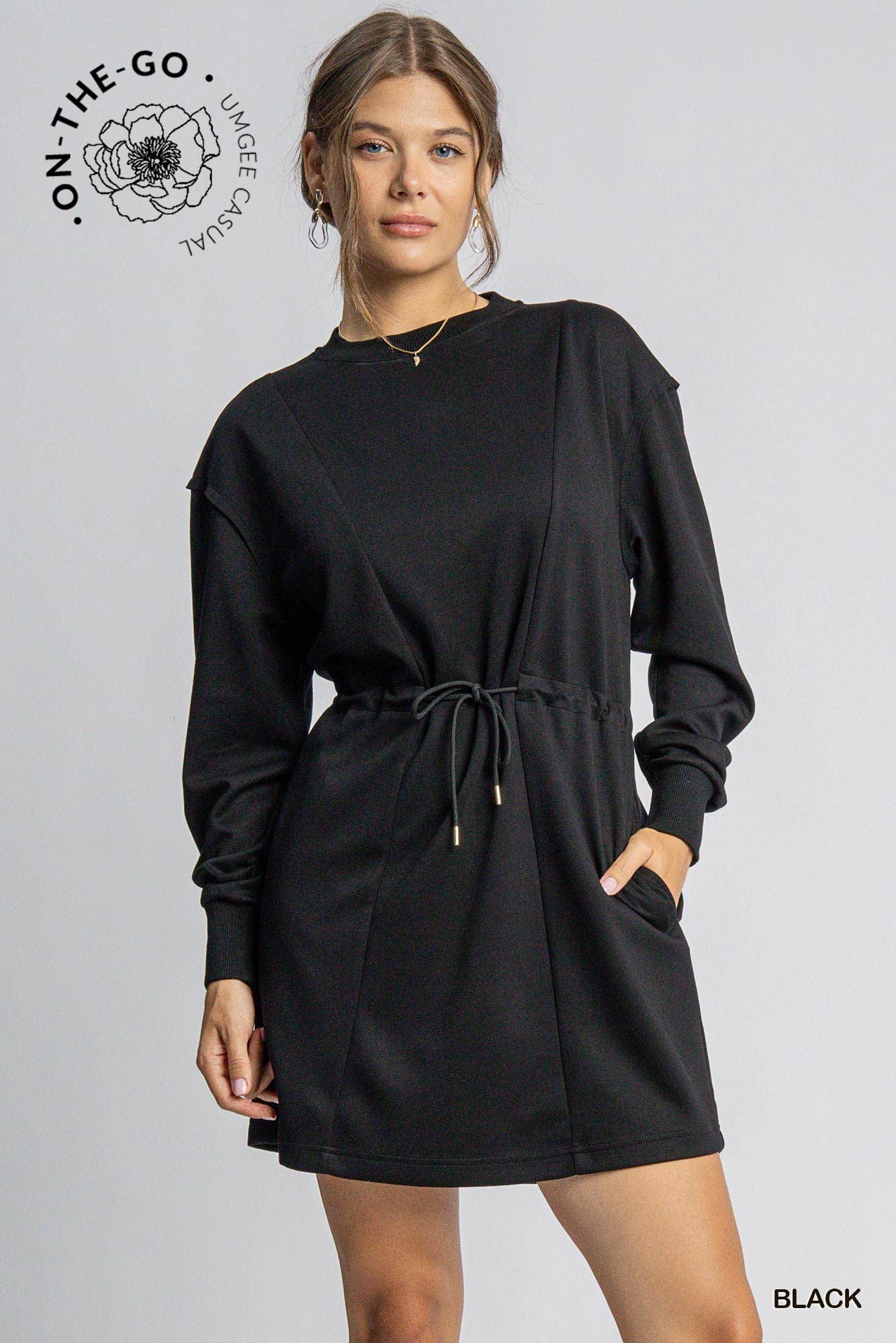 Weekender Luxeknit Draw Waist Dress - Black
