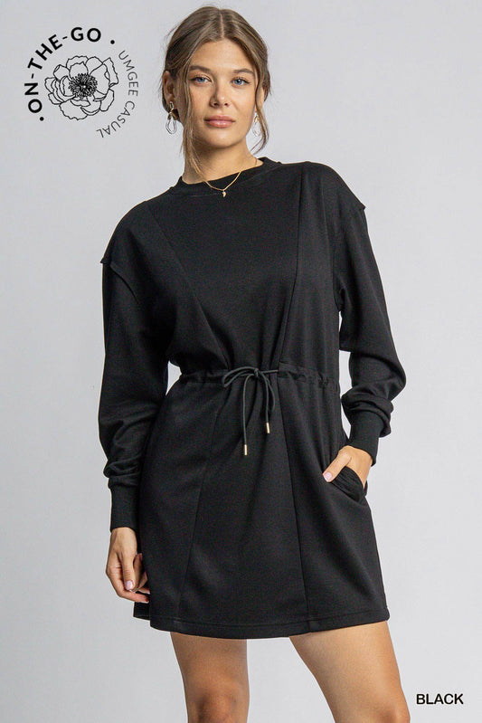 Weekender Luxeknit Draw Waist Dress - Black