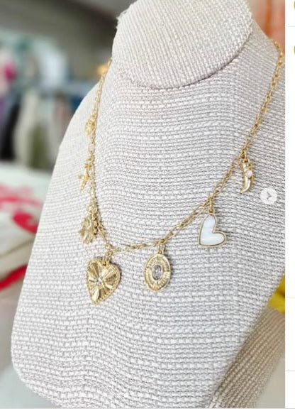 Double The Points Charm Necklace  - Gold