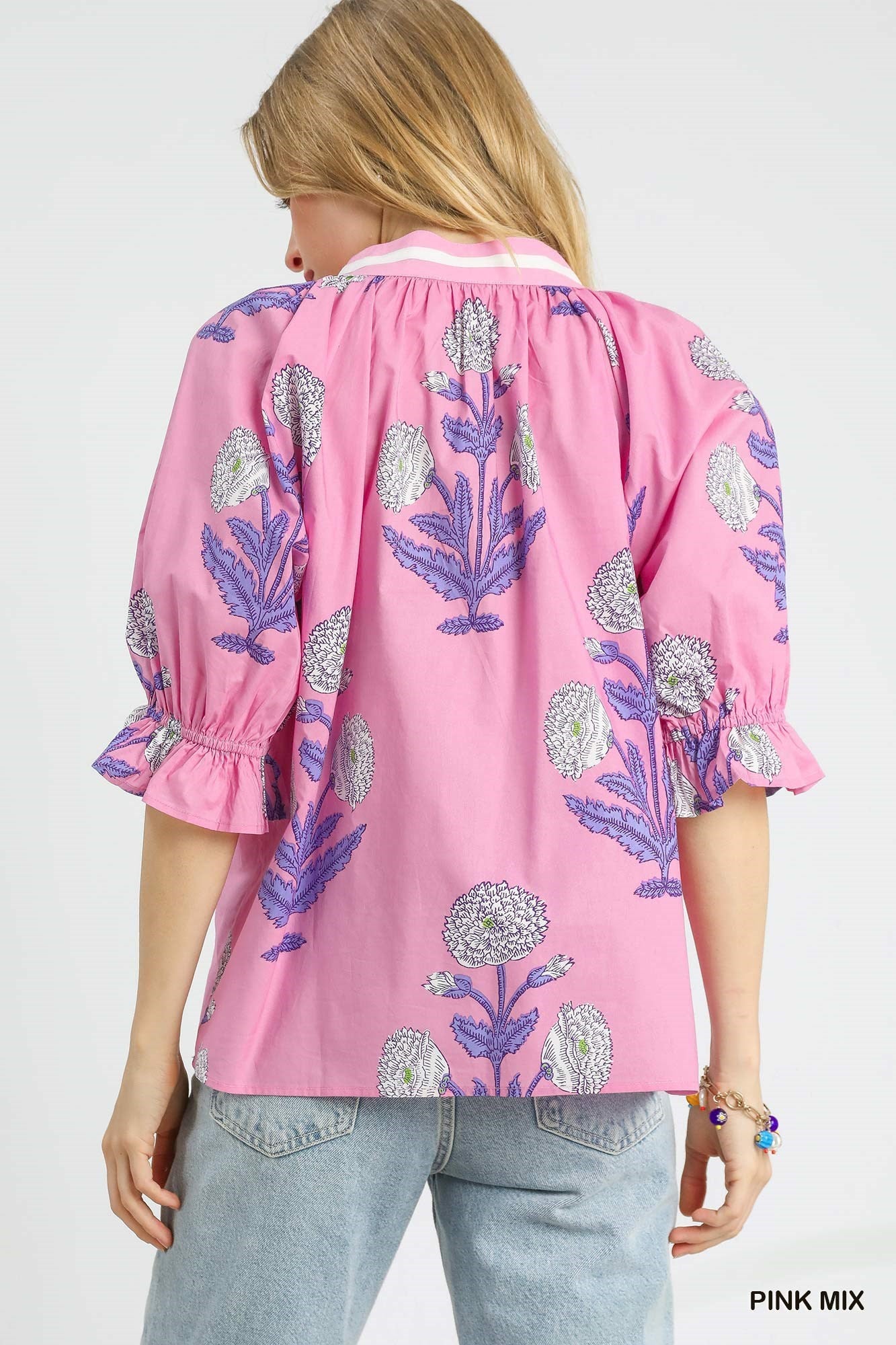 Eden Floral Puff Sleeve Top - Pink