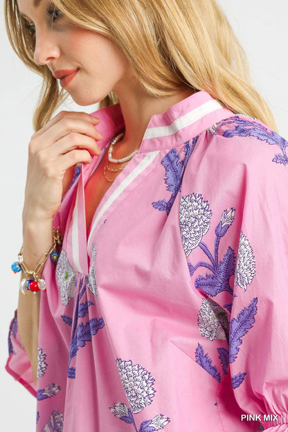 Eden Floral Puff Sleeve Top - Pink