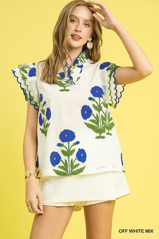 Beautiful Life Floral Top - White